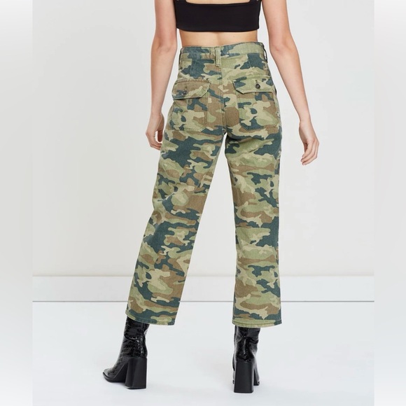 Free People utility camo jeans pants size 25 high waist rise We The Free cargo - Picture 3 of 14